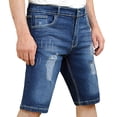 thumbnail image 2 of Notus Men's Lightly Distressed Stretch Denim Jean Shorts - Comfortable & Durable Summer Wear NY Blue 30, 2 of 3