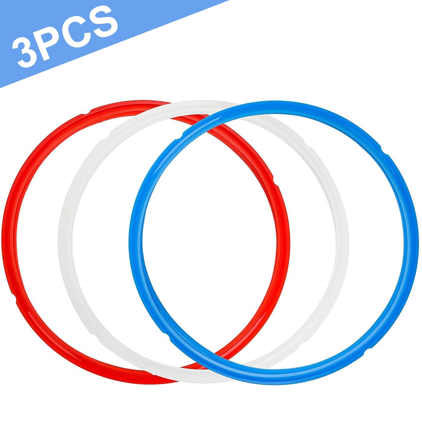 Sealing Rings for Instant Pot Accessories of 5/6 Qt Models - Red, Blue and Clear - 3 Pack BPA-Free Food-grade Replacement Silicone Seal Gaskets for Instant Pot 5/6 Quart
