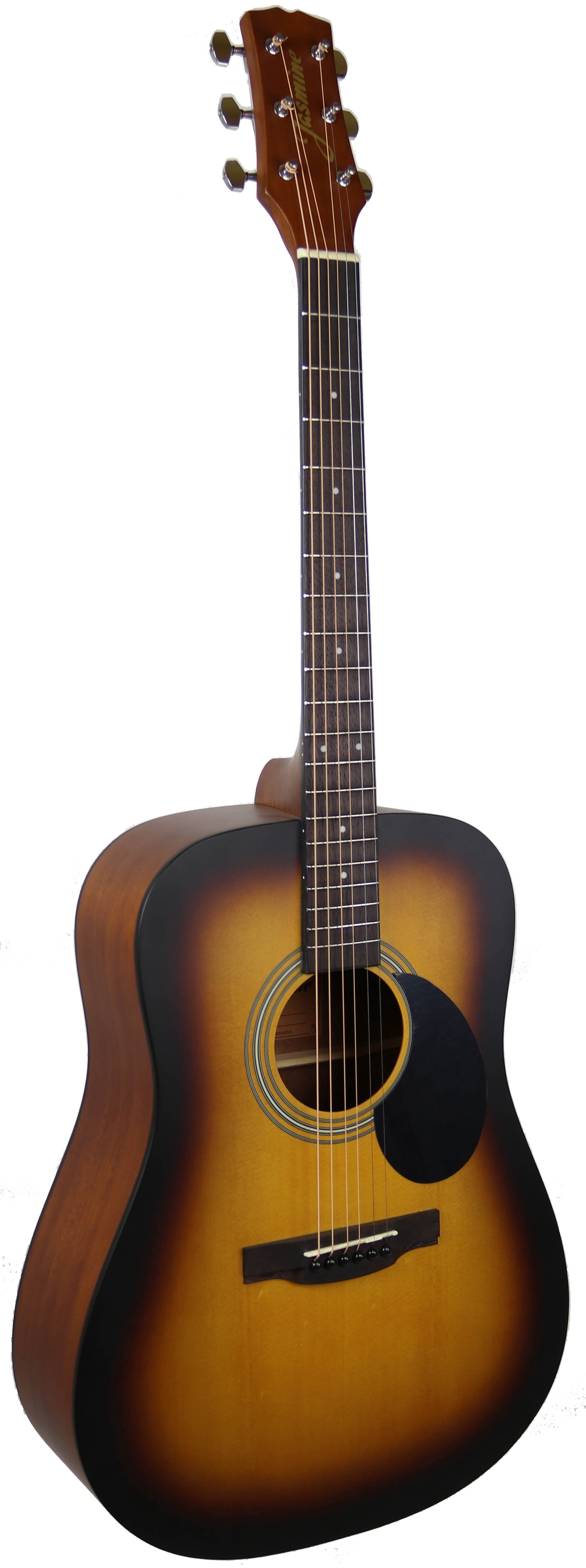 Jasmine S35 Dreadnought Acoustic Guitar Bundle with Hard Case, Strings, Tuner, Strap, Picks, Instructional Book, DVD, and Austin Bazaar Polishing Cloth, Matte Sunburst
