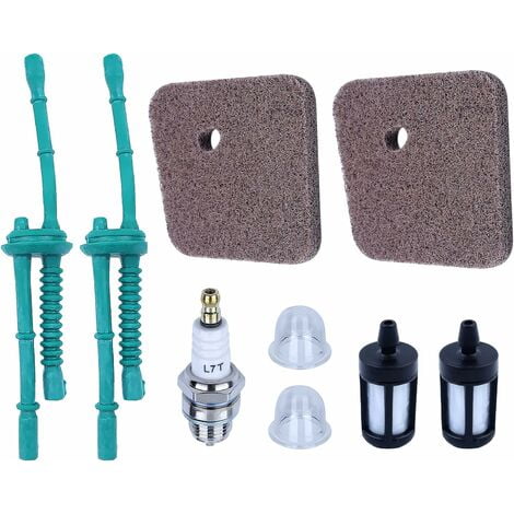 Kit de filtro de aire y combustible para STIHL FS38 FS45 FS55 FS45C FS55R HS45 Etc, filtros de aire + filtros de combustible + línea de combustible + bomba de cebado + piezas de bujía 9 en 1