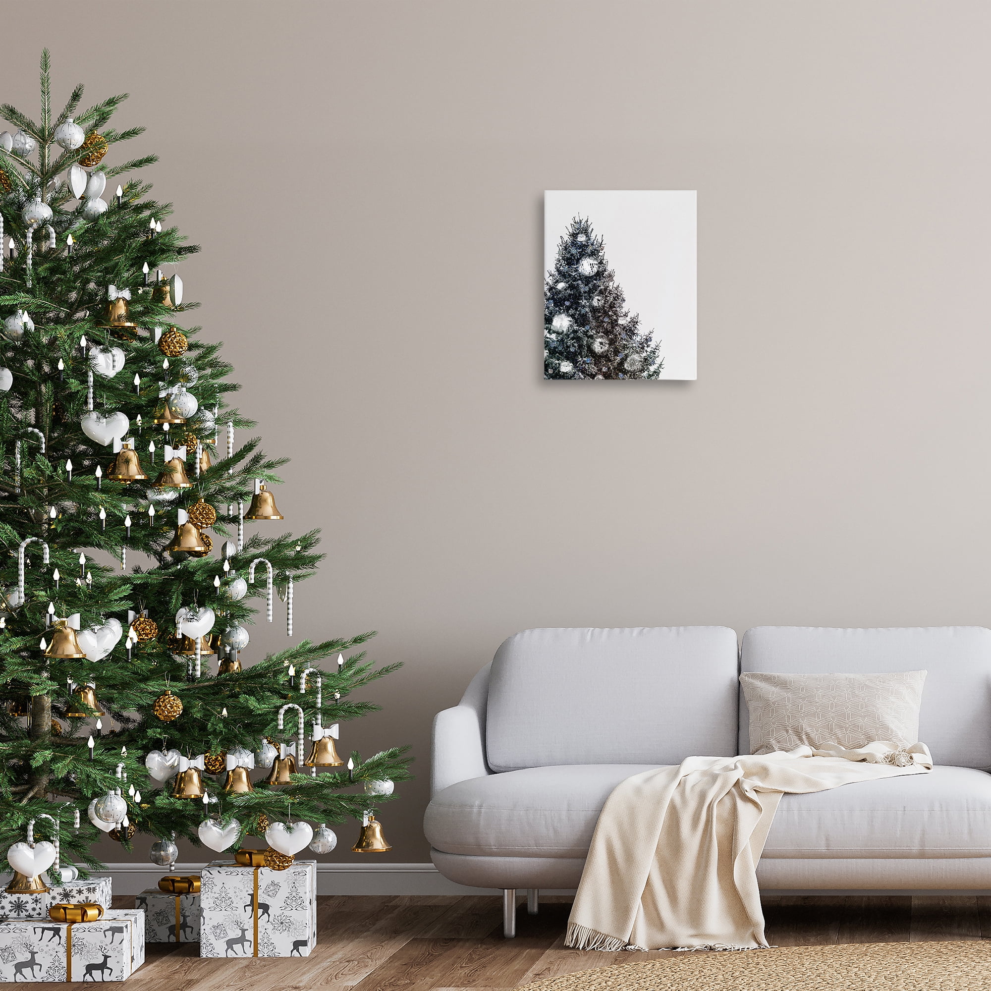 Stupell Industries Disco Ornaments on Tree Holiday Painting Gallery Wrapped Canvas Art Print Wall Art, 16 x 20