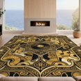 thumbnail image 2 of Design&I 8'x10' Washable Area Rug Sleek Flatweave Pet Friendly Record Vintage Note Mosaic Retro Disc Center Soundwave Music Vinyl Cd Playful for King Size Bedroom, Under Bed, 2 of 7