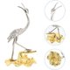 thumbnail image 2 of Estatuas de pájaros de grúa de hierro fundido, estatuilla de mesa de arte del hierro con pátina de Metal de pie, decoración de Navidad para oficina y hogar, 2 of 3