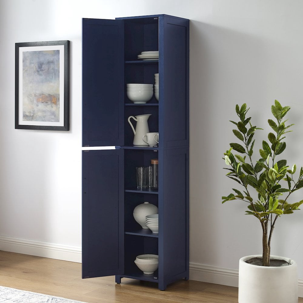 Crosley Furniture Savannah Linen Storage Cabinet, Laundry Room, Bathroom Organizer with Shelves
