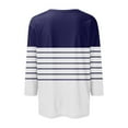 thumbnail image 4 of LYEAA Tops for Women/3/4 Sleeve Crew Neck T-shirt Fashion Color Block Striped Tees Loose Soft Comfortable Blouse Dressy Casual Breathable Trendy Clothing Blue M, 4 of 4