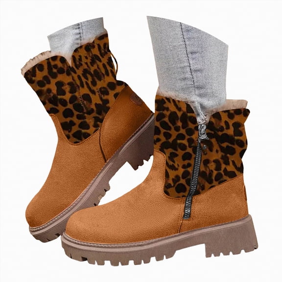 UngA Womens Mid Calf Boots Suede Warm Wedge Boots Comfortable Plush Non-Slip Foldable Boot Shaft Stylish Boots Womens Yellow,Size 9