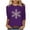 Purple, variant on Women's Round Neck Holiday Blouse Three Quarter Sleeve Featuring a Christmas Snowflake Design Tees Tshirts Tops My Items