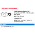 thumbnail image 2 of Power Steering Pump Seal Kit - Compatible with 1979 - 1985 Mercedes-Benz 300TD 1980 1981 1982 1983 1984, 2 of 2