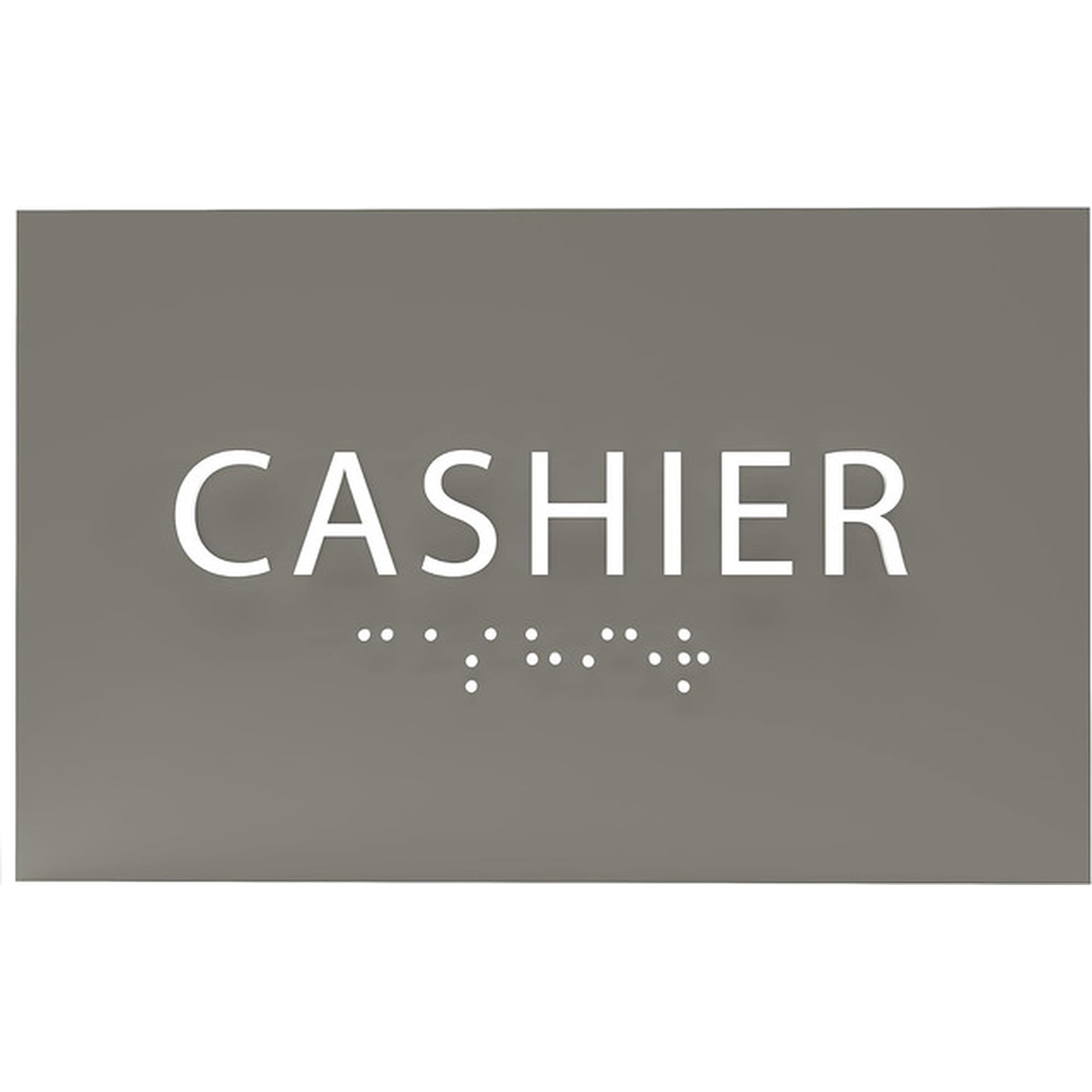 ADA CENTRAL SIGNS - 6 X4 Cashier Sign - ADA Compliant Tactile Graphics Grade 2 Braille Text Reception Desk Wall Sign | Customers Pay Delivery Cash Front Counter Lobby Checkout Sign for Hotel Bank