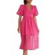 thumbnail image 2 of Lucakuins - Vestido largo de verano para mujer, vestido elegante de malla con textura a cuadros, manga corta, cuello en V, vestido midi Lucakuins  moda, 2 of 6