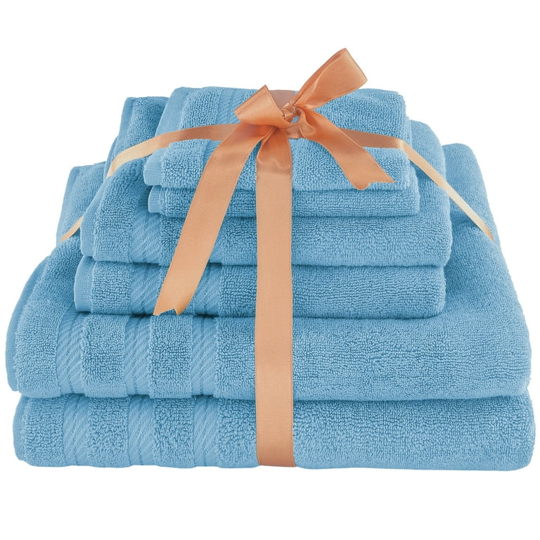 American Soft Linen 6 Piece Towel Set, 100% Cotton Bath Towels for  Bathroom, Aqua Blue