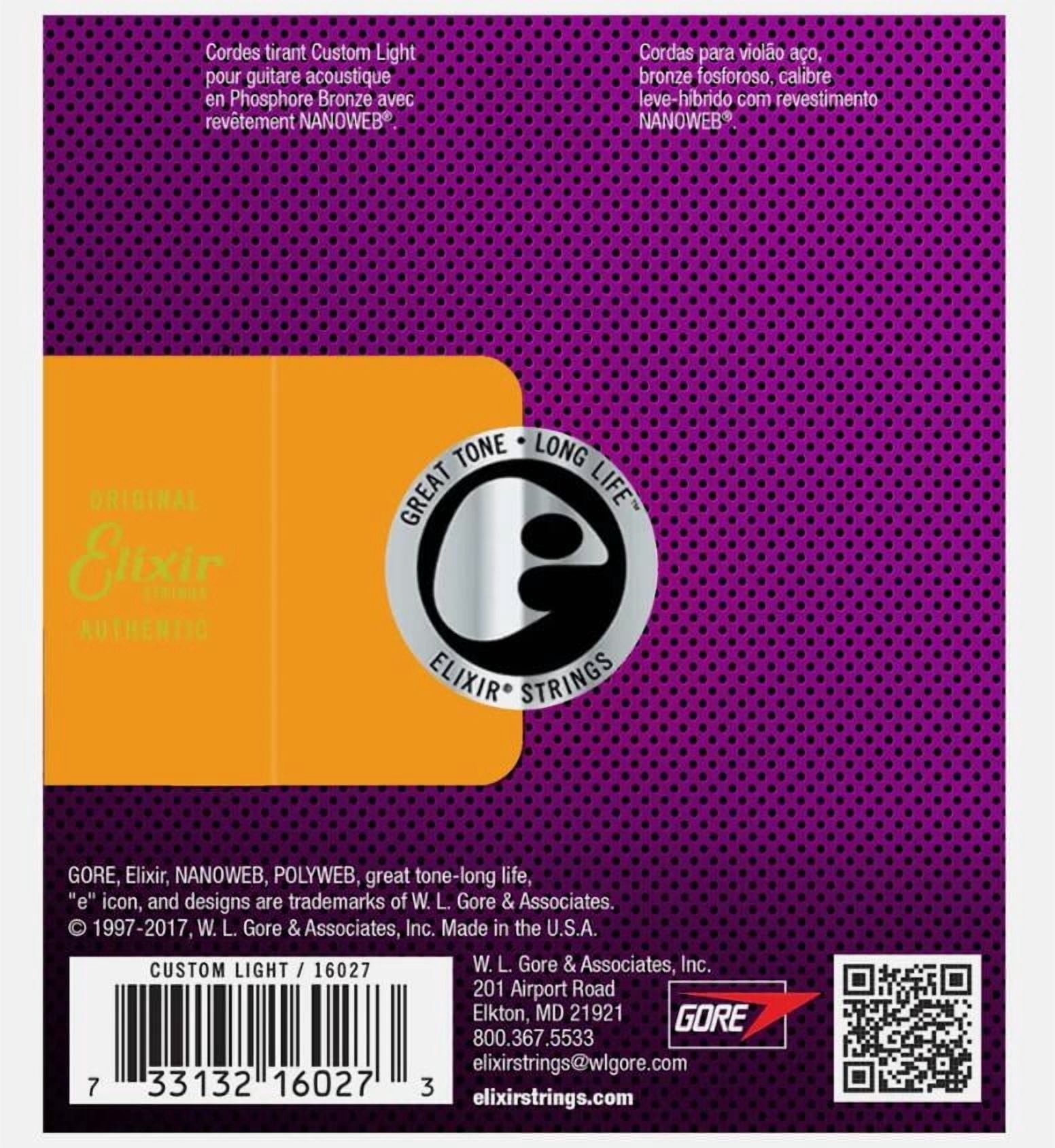 3-Pack! Elixir Custom Light 11-52 Acoustic Phosphor Bronze Nanoweb 16027