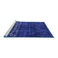 thumbnail image 2 of Ahgly Company Machine Washable Indoor Round Abstract Blue Modern Area Rugs, 4' Round, 2 of 4