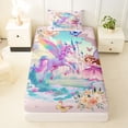 thumbnail image 3 of Metsweet Magical Horse Elf Twin Sheets 3pcs, Princess Castle Butterfly Flowers Bedding,1 Fitted Sheet, 1 Flat Sheet and 1 Pillowcase, 3 of 5