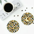 thumbnail image 4 of Lsque Cute Cow Print Sunflower C Pattern 4" Drink Coasters Set of 4, PVC Leather Absorbent Coasters, Table Coaster Set Decorative Coffee Cup Coasters Housewarming Gift -Round Shape, 4 of 6