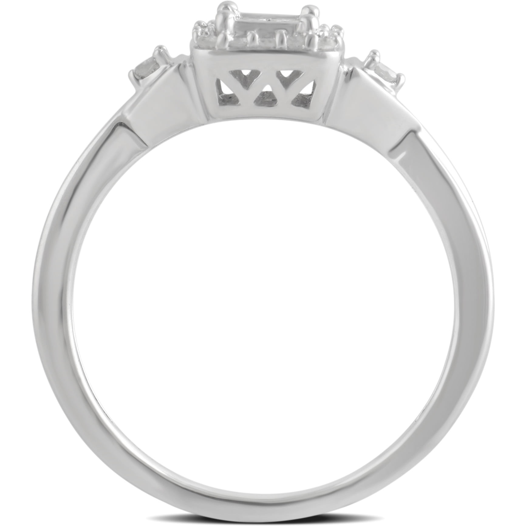 Arista 1/4 ct Princess Diamond Square Frame Women's Ring in Sterling Silver (I-J, I2-I3)