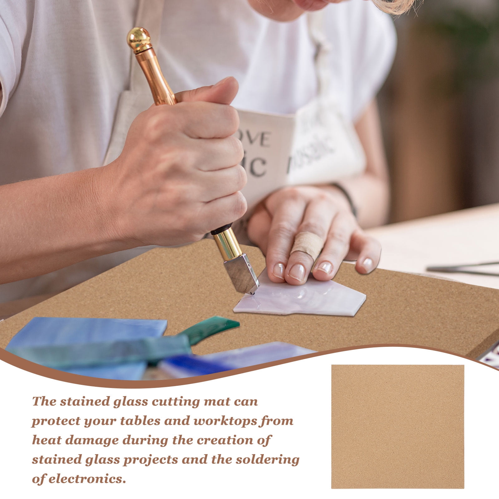 12" x 12" Stained Glass Supplies and Tools, 4 Pcs 1/3" Thick Heat Resistant Work Surface Stained Glass Cutting Board Cutting Mat for DIY Handicrafts