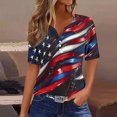 thumbnail image 2 of Womens 4Th of July Summer Tops Henley Neck Tee Short Sleeve T Shirts Pullover Sweater Blouses Usa Flag Star Stripe Top Vintage Causal T-Shirts Holiday Beach Party Outfits, 2 of 5