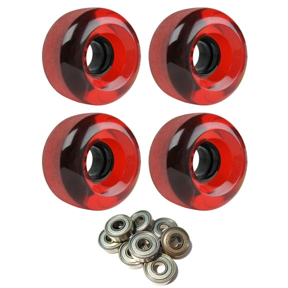 LONGBOARD CRUISER WHEELS 62mm x 38mm 83A 186C Red Clear  ABEC 7 BEARINGS