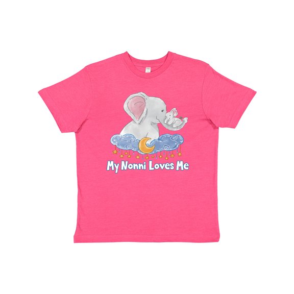 Inktastic My Nonni Loves Me Cute Elephants Clouds Moon and Stars Youth T-Shirt