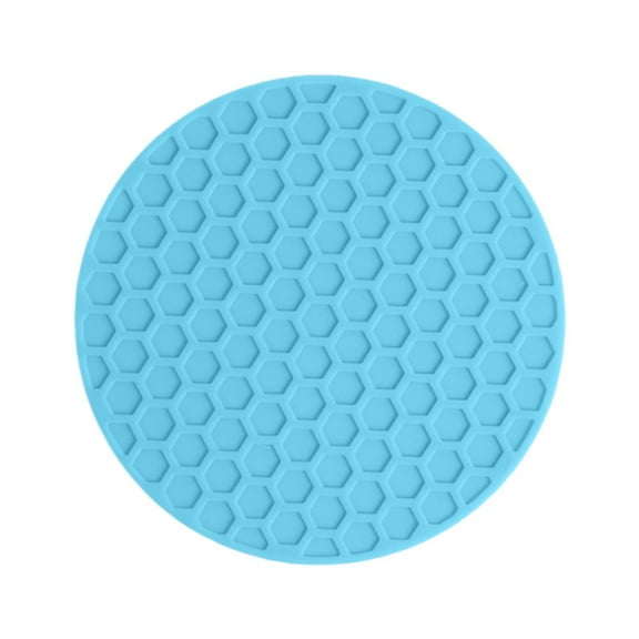 Cinvoph 5pcs Silicone Coasters for Drinks Waterproof Non-Slip Honeycomb Shaped Heat Insulation Cup Holder for Coffee Dining Table 4" Sky Blue