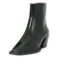 thumbnail image 2 of FSJ Women Comfortable Square Closed Toe Ankle Bootie Slant Low Chunky Block Heel Side Zipper Stretch Boots Date Street Shoes Size 11 Green, 2 of 3