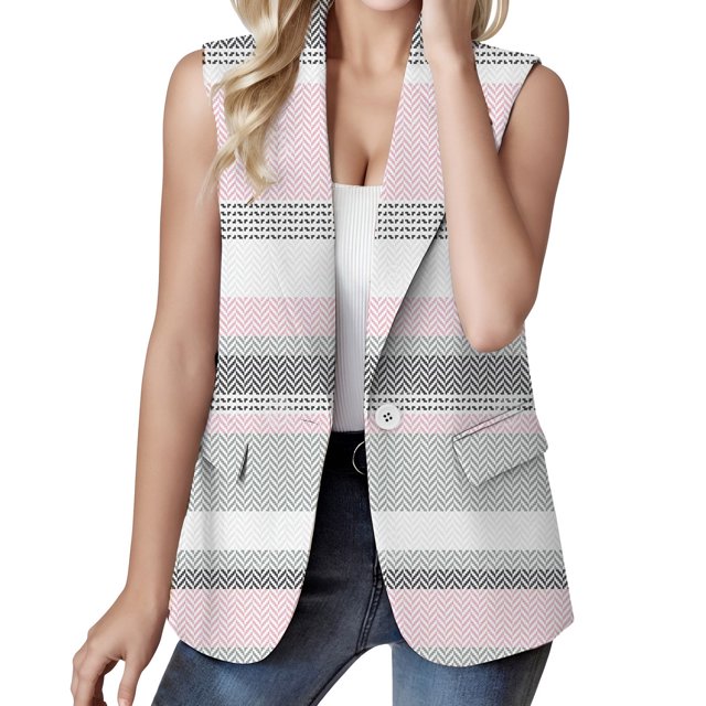 Gibobby chaquetas ligero de rendimiento Mujer Primavera Verano Viaje Elegante Y Transpirable Sin Mangas Estampado A Slim Fit Chaleco Chaqueta (Rosa, M)