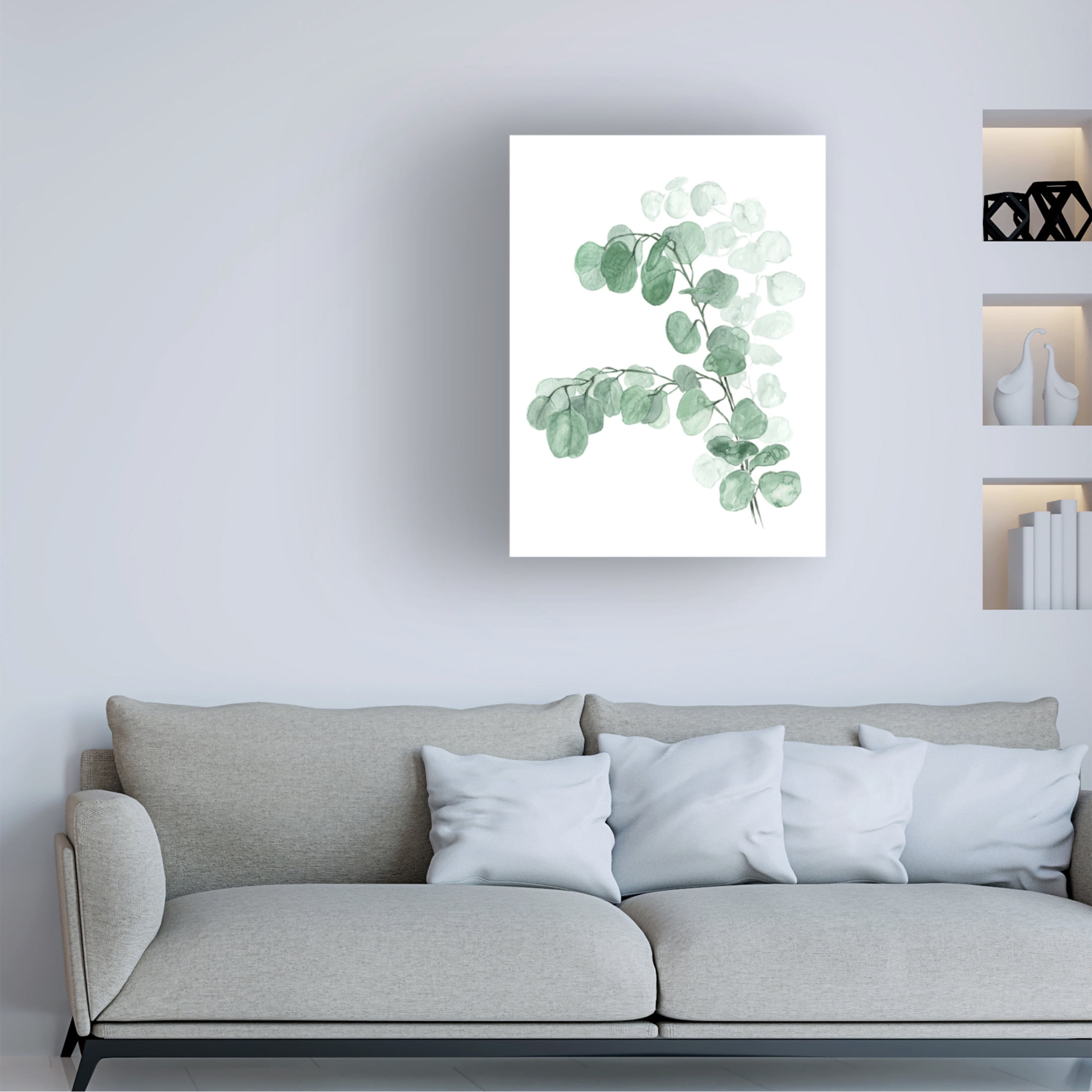 Canvas Wall Art - blursbyai 'Watercolor Silver Dollar Eucalyptus' Wall Art for Living Room, Bedroom, or Office Décor by Trademark Fine Art - 14 x 19 Inches