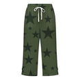 thumbnail image 5 of Zysthvn Womens Cotton Capris Straight Leg Casual Summer Cropped Pants for Women with Pockets Drawstring Button Loose Star Print, 5 of 5