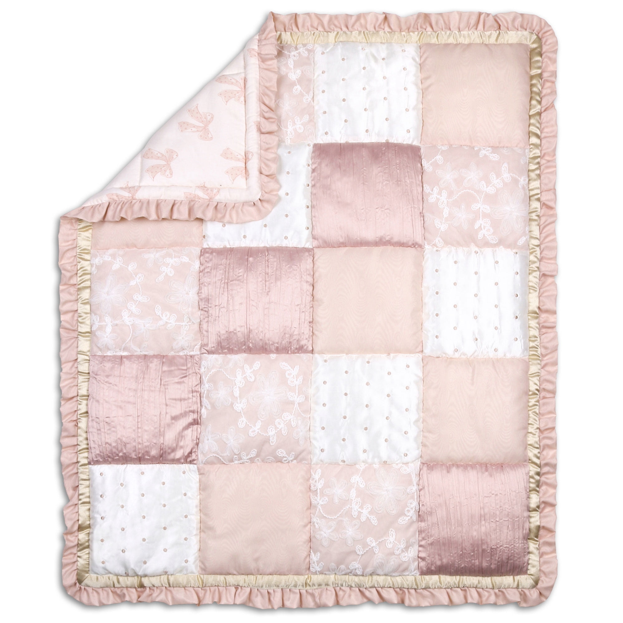 Baby Girl Crib Bedding Dusty Pink Patchwork Design Grace 4 Piece Set by The Peanut Shell Walmart