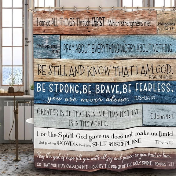 Stall Barn Door Bathroom Shower Curtain 36W by 72H Inch Wooden Wood Half Small Rustic Farmhouse Camper RV Polyester Fabric 12 Plastic Hooks Waterproof Decor