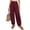 Burgundy, variant on Womens Summer Casual Pants High Waisted Loose Wide Leg Palazzo Pockets Lounge Beach Travel Trousers Outfits