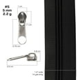 thumbnail image 2 of 30 Yards #5 Nylon Coil Zipper Tape with 30 Metal Slider Pulls - Black Tape with Silver Pulls, 2 of 6