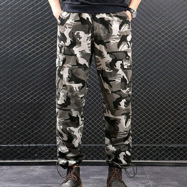 Pantalones largos, pantalones cargo para hombre, pantalones rectos ajustados con múltiples bolsillos, pantalones deportivos para exteriores, pantalones para hombre