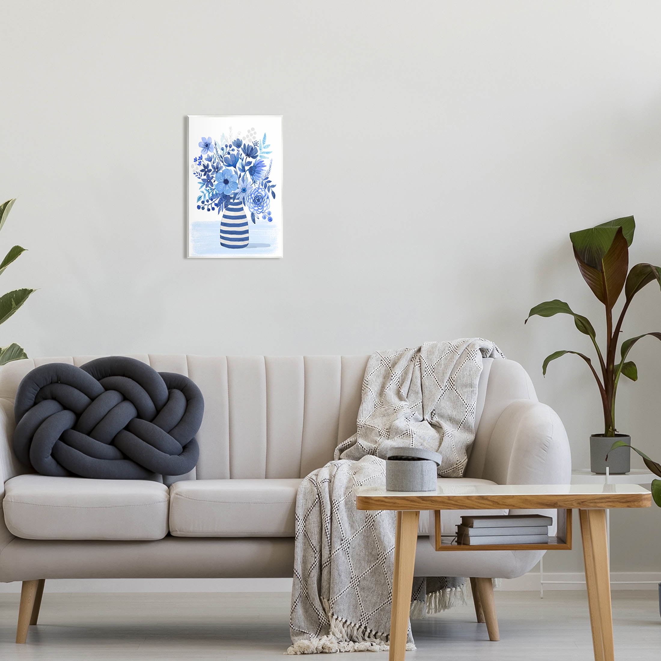 Blue Mixed Flower Bouquet Botanical & Floral Graphic Art Unframed Art Print Wall Art