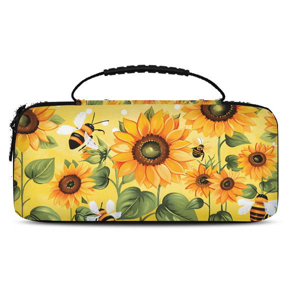Herdesigns Sunflower Floral Carry Case Compatible for Nintendo Switch OLED Model 2021/Switch 2017, Protective Travel Switch Carrying Case with 20 Game Card Slots for Switch Console & Accessories