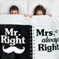 thumbnail image 4 of LHSHID Mr. Right Mrs. Always Right Blanket Wedding Engagement Gifts for Husband Wife Newlywed Couples Bride Groom Anniversary Bridal Shower 30"x40", 4 of 7