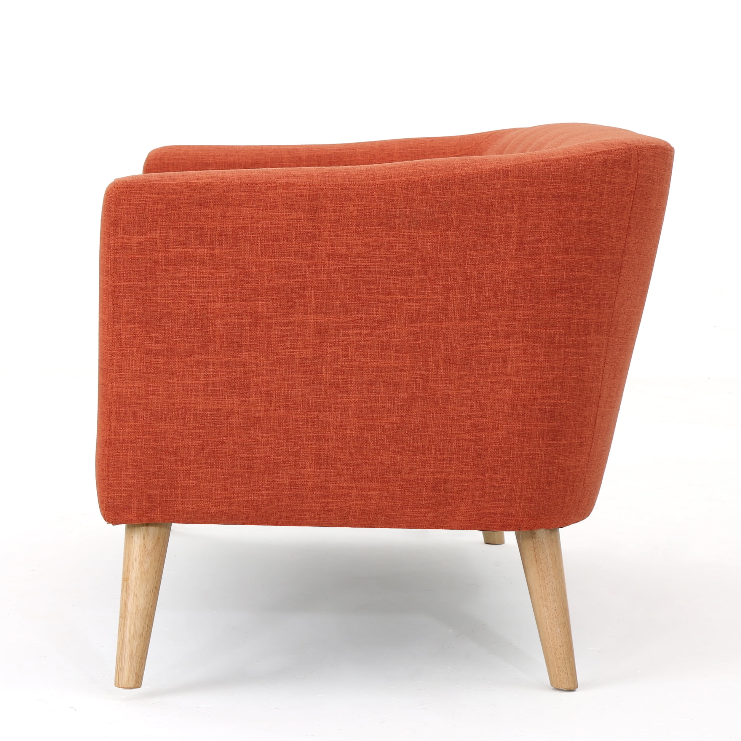 Noble House Bianca Fabric Mid Century Modern Loveseat,Muted Orange