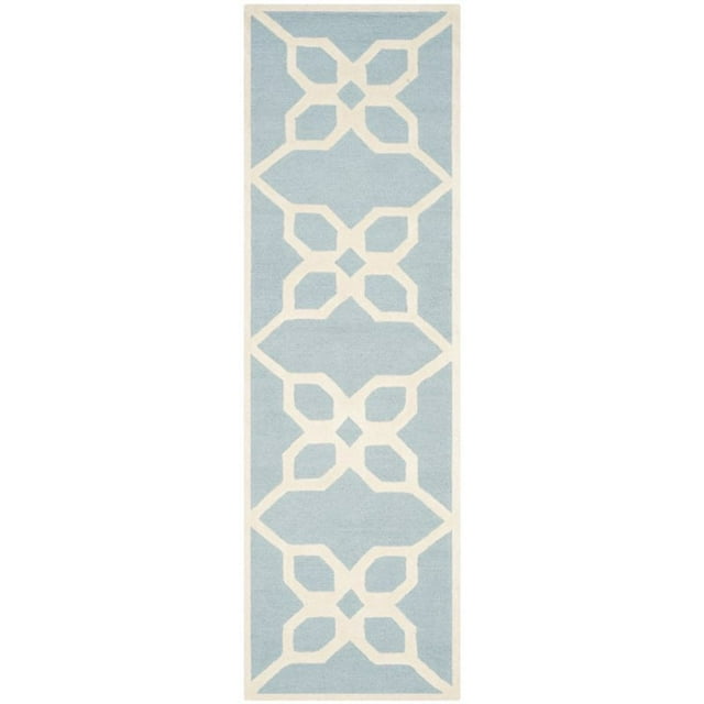 Safavieh Cambridge 2'6" X 8' Hand Tufted Wool Rug in Blue and Ivory