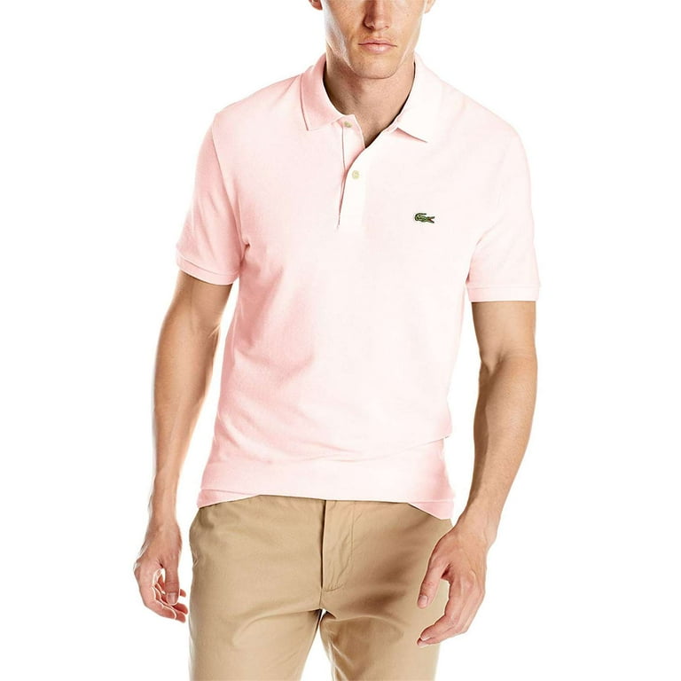 Lacoste Mens Slim Fit Short Sleeve Ribbed Polo Shirt Flamingo 2XL