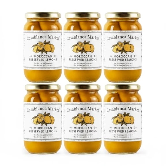 Casablanca Market Moroccan Preserved Lemons 6-Pack (13oz Each) – Authentic Whole Beldi Lemons – Non-GMO – For Tagine, Couscous, and Moroccan Cooking