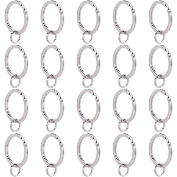 1 Box 60Pcs Split Key Rings 316 Surgical Stainless Steel 25mm Round Keyring with 304 Stainless Steel Double Loops Jump Rings for DIY handcrafting