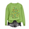 thumbnail image 2 of Juebong Holiday Funny Graphic Tops for Women Family Christmas Tree Santa Lights Print Pullover Crewneck Long Sleeve Shirts Lightweight Matching Sweatshirt, 2 of 6