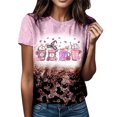 thumbnail image 1 of TSADFHJI Hauts et Blouses pour Femmes Rouge Femmes Décontracté Simple Col Rond Manches Courtes T-Shirt Tee Femmes Drôle Imprimé Mode T-Shirt Hauts TTTG, 1 of 4