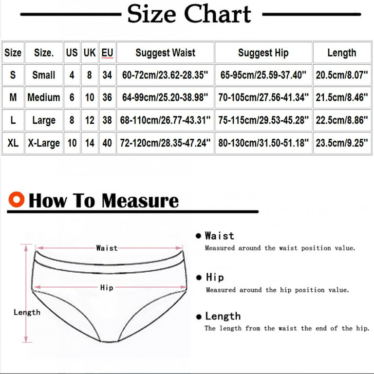 Women's Panties Size Chart, US