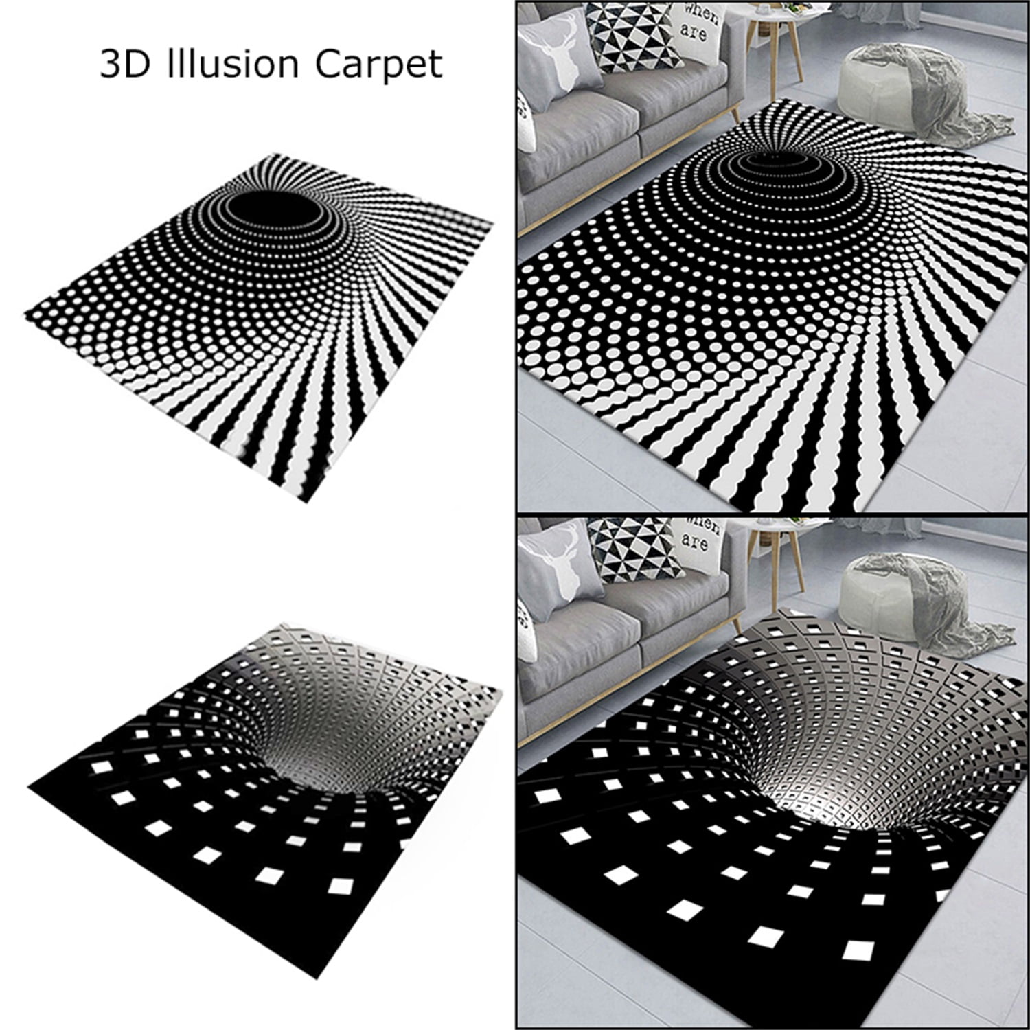 Rectangular Geometric Floor Mat 3d Carpets Optical Illusion Living Room Non Slip Floor Carpet Hallway Rugs For Bedroom Dining Room Nursery Foyer Or Home Office Decoration Walmart Com