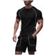 thumbnail image 2 of Conjunto de Ropa Deportiva para Hombres, Manga Corta Casual de Verano Cuello Redondo Y Pantalones Cortos de Hombro de 2 Piezas para Correr Y Gimnasio, Traje Atlético, 2 of 7