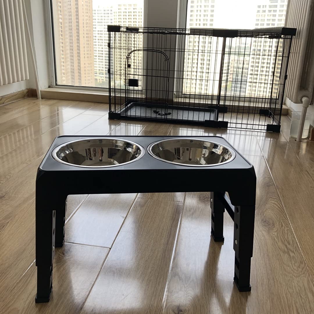 Elevated Dog Bowls Adjustable Raised Dog Bowl Stand Dog Feeding Station Adjusts to 4 Heights for Small Medium Large Dogs and Pets