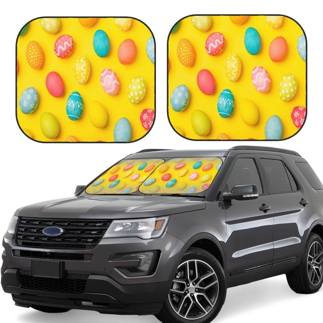 Vsdgher Easter eggs (2) Print Car Windshield Sun Shade, Reflective Sunshade Window Sunshade Sun Visor Protector Fit for Cars,Trucks,SUVs-Medium