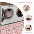 thumbnail image 4 of Wonnitar 2x6 Insect Kitchen Runner Rug, Ultra Thin Pink Boho Floral Runners for Hallway, Soft Low Pile Washable Runner Rugs, Non Slip Rug Runner for Entryway Laundry, 4 of 8